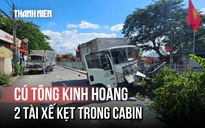 Cận cảnh hai xe tải tông nhau kinh hoàng ở Tân Phú