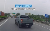 Xe bán tải nhập làn cao tốc suýt gây tai nạn liên hoàn