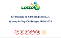 Kết quả xổ số Lotto 5/35 - Vietlott tối nay 29.9, tiền cộng dồn hơn 10,3 tỉ đồng