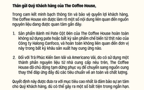 Vụ Công ty Đồ hộp Hạ Long: The Coffee House ra thông báo mới