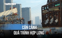 Cận cảnh quá trình hợp long vòm thép siêu trọng cầu đi bộ sông Sài Gòn