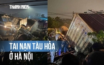 Tai nạn nghiêm trọng giữa tàu hỏa và xe tải ở Hà Nội, 2 người bị thương
