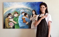 Hoa hậu Khánh Vân tặng bức họa ‘Những trái tim dũng cảm’ cho bác sĩ trong tranh
