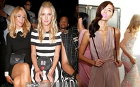 Chị em Paris Hilton đến xem show thời trang Minh Tú diễn ở New York