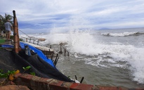 Sóng đánh khiến nhiều km bờ biển sạt lở trong bão số 5