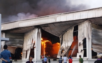 Đang cháy lớn công ty gỗ ở Bình Dương