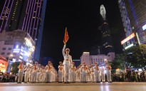 TP.HCM: Đoàn nghi lễ Công an nhân dân biểu diễn mừng lễ 2.9 tại phố đi bộ Nguyễn Huệ