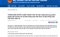 Thanh tra Bộ TT-TT chỉ ra hàng loạt sai phạm của Báo Pháp luật Việt Nam