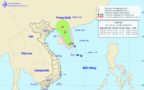 Vùng áp thấp mạnh lên thành áp thấp nhiệt đới trên Biển Đông