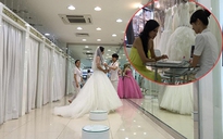 Việt Trinh đi thử váy cưới với bụng to bất thường