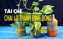 Mẹo vặt: Tái chế chai lọ thành bình bông với dây thừng