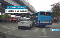 Xe buýt tông ô tô con và tình huống xử lý khó hiểu của 2 tài xế