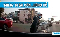 Tạt đầu ô tô bị đâm ngã, ‘ninja’ hùng hổ chửi bới tài xế