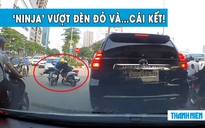 ‘Ninja’ bị đâm ngã khi cố vượt đèn đỏ, cắt mặt ô tô