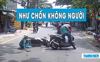 Thanh niên đầu trần lái xe máy sang đường ẩu và cái kết