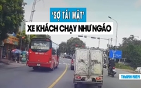 Thất kinh xe khách lấn làn, vượt đèn đỏ trên quốc lộ