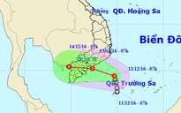 Áp thấp nhiệt đới giật cấp 9 hướng về bờ biển Bình Thuận - Bến Tre