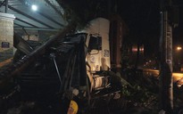 Kinh hoàng xe container tông sập hai nhà dân