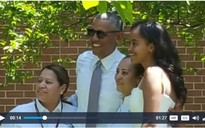 Tổng thống Obama đeo kính đen dự lễ tốt nghiệp của con gái để 'giấu nước mắt'