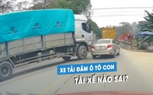 Không nhường đường, ô tô con bị xe tải đâm móp méo: Tài xế nào sai?