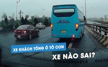 Xe khách tông đuôi ô tô con phanh gấp: Xe nào sai?