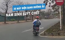 ‘Hú hồn’ nam sinh lái xe máy điện sang đường ẩu, suýt bị ô tô đâm