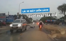 Lái xe máy luồn lách ‘như phim’, nam thanh niên suýt trả giá bằng mạng sống