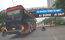 'Ninja' lái xe máy tạt đầu xe khách suýt gây tai nạn chết người: Ai đúng, ai sai?