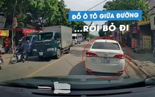 Ô tô con đỗ giữa đường, bật đèn cảnh báo nguy hiểm… nhưng không thấy tài xế