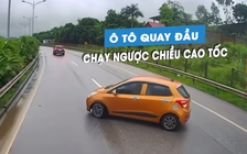 Kinh hoàng 'xe cóc' Hyundai Grand i10 đang đi bất ngờ quay đầu trên cao tốc