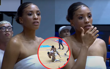 Vợ cầu thủ bóng rổ VBA thót tim khi chứng kiến chồng bị phạm lỗi thô bạo