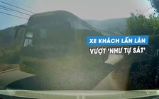 Phẫn nộ xe khách vượt ẩu, ép ô tô con vào lề đường