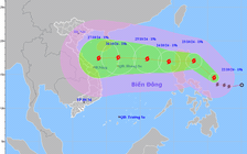 Bão Trà Mi vào Biển Đông ngày 24.10, có thể đạt cấp 12, giật cấp 15