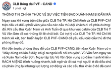 Vụ ẩu đả gây đổ máu: CLB của Xuân Nam lên tiếng rồi… xóa bài, VFF ra án