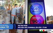 CHUYỂN ĐỘNG KINH TẾ ngày 2.4: Giá gas giảm | Giải độc đắc Powerball lên gần 1 tỉ USD