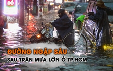 Đường ngập sâu sau trận mưa lớn ở TP.HCM, người dân chật vật về nhà