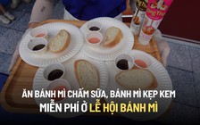 Xếp hàng ăn bánh mì pate, bánh mì kẹp kem miễn phí ở công viên