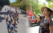 Người dân Thành cổ Quảng Trị đội nắng hào hứng theo dõi đua xe đạp