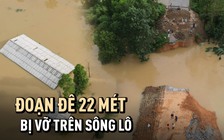 [FLYCAM] Cận cảnh vỡ đoạn đê 22 mét trên sông Lô, nhà dân ngập đến nóc