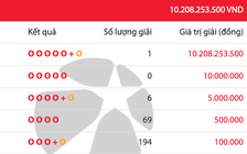 Kết quả xổ số Lotto 5/35 Vietlott, có người trúng hơn 10 tỉ đồng trưa 11.10