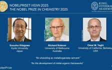 Nobel Hóa học vinh danh cấu trúc khung kim loại - hữu cơ