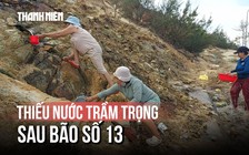 Người dân hứng nước suối để ăn uống sau bão số 13