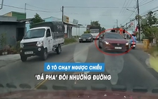 Ô tô chạy ngược chiều, liên tục 'đá pha' yêu cầu xe khác nhường đường