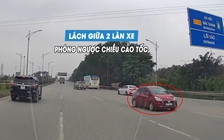 'Thót tim' ô tô con lách giữa hai hàng xe, phóng ngược chiều trên cao tốc