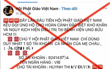 Cảnh báo trang Facebook giả mạo GHPGVN kêu gọi quyên góp tiền tài trợ