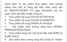 Thu hồi toàn quốc 12 thực phẩm dạng sữa bột giả