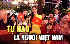 Hoàng Thùy nổi bật trong tà áo dài, đợi xem sơ duyệt diễu binh diễu hành