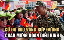 Cờ đỏ sao vàng rợp đường chào đón đoàn diễu binh, diễu hành vào đến Biên Hòa