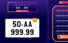 Biển số xe máy 50AA-999.99 của TP.HCM trúng đấu giá gần 2,7 tỉ đồng