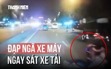 Đạp ngã xe máy ngay sát xe tải vì cho rằng 'bị tạt đầu'